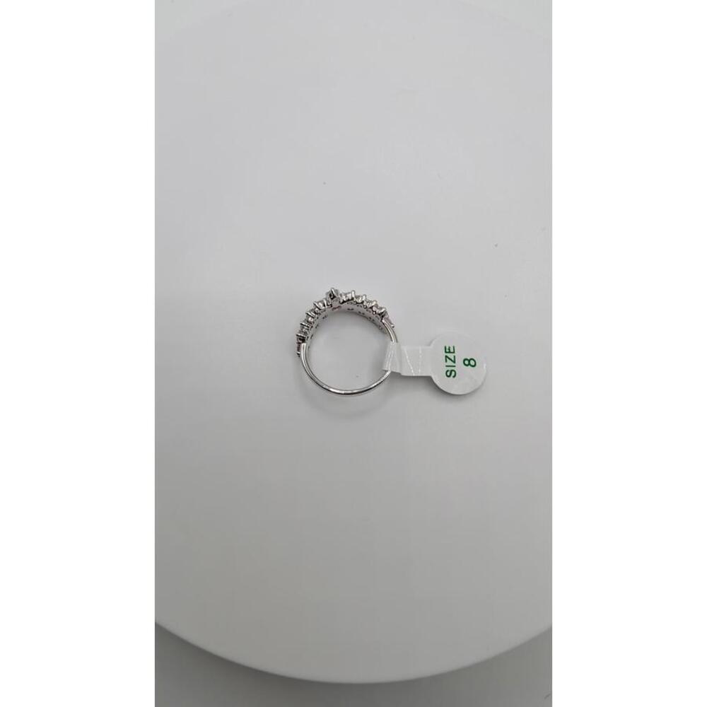 Silver Ring with Pink and Clear Stones, Size 8